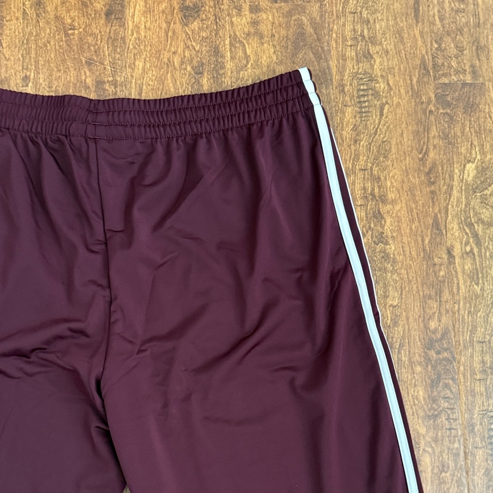 Adidas Maroon Trefoil Track Pants with White Stripes Size M - Picture 13 of 16